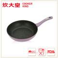 22cm purple color forged aluminium deep fry pan with marble coating